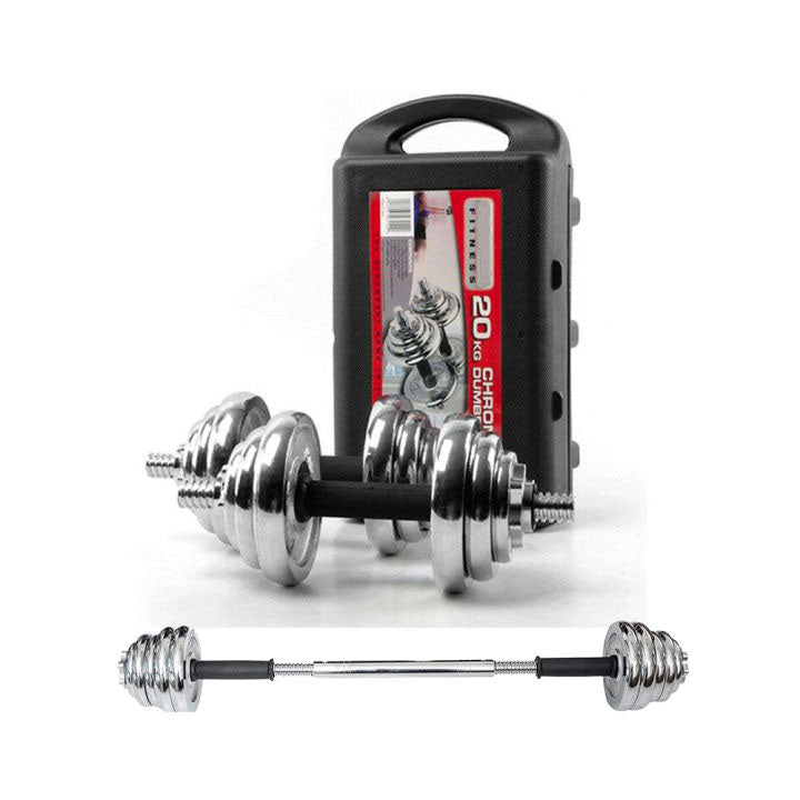 Adjustable dumbbell set 20 kg with bars plates and collars for home gym