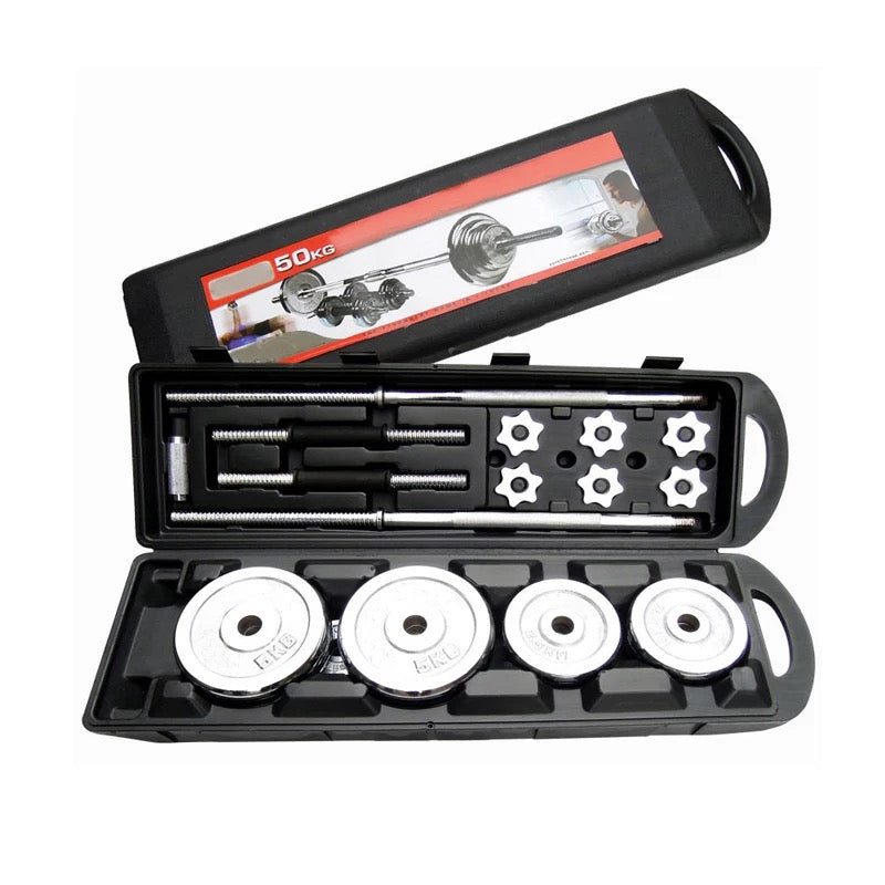 Adjustable dumbbell and barbell set 50 kg full kit for home strength training