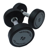 Technogym rubber coated dumbbells 2.5 to 50 kg for commercial strength training