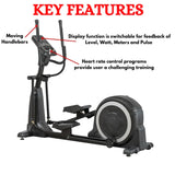 Commercial elliptical side view heavy duty design for gym cardio workouts