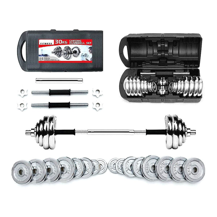 Adjustable dumbbell set 30 kg with bars plates and collars for home strength