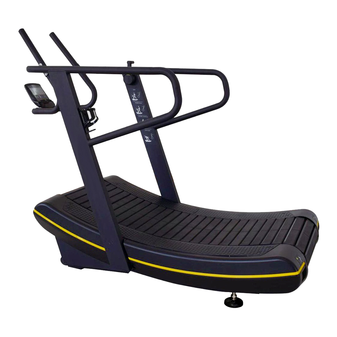 Curve treadmill non-motorized with shock absorbers and open speed range