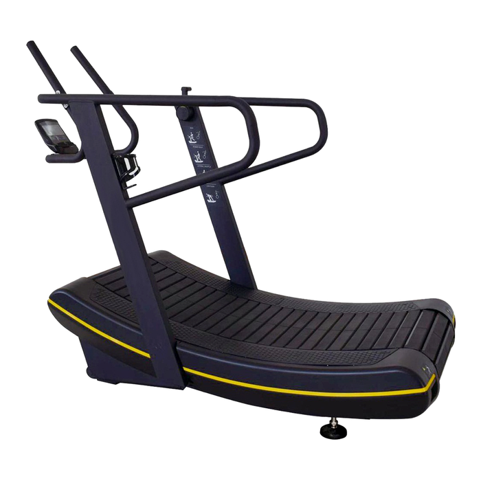 Curve treadmill non-motorized with shock absorbers and open speed range